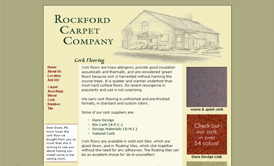 Home page images links to design for flooring site in Rockford, IL